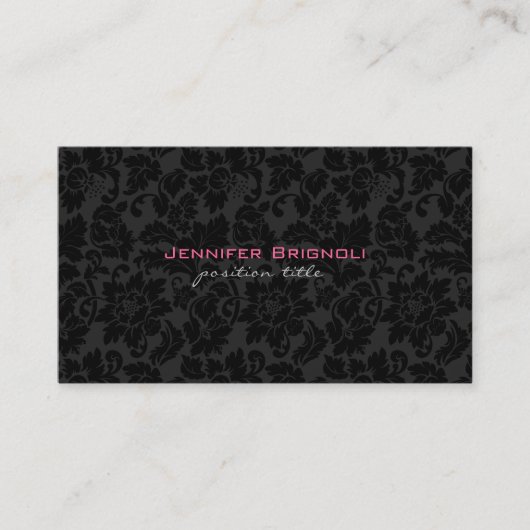 白黒ヴィンテージフローラのマスク 名刺 (正面)