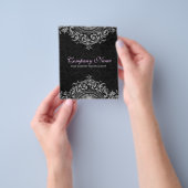 白黒ヴィンテージフローラオーナメントフライヤー チラシ (手)