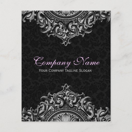 白黒ヴィンテージフローラオーナメントフライヤー チラシ (正面)