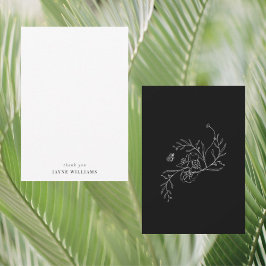 白黒ヴィンテージフローラシャワー サンキューカード