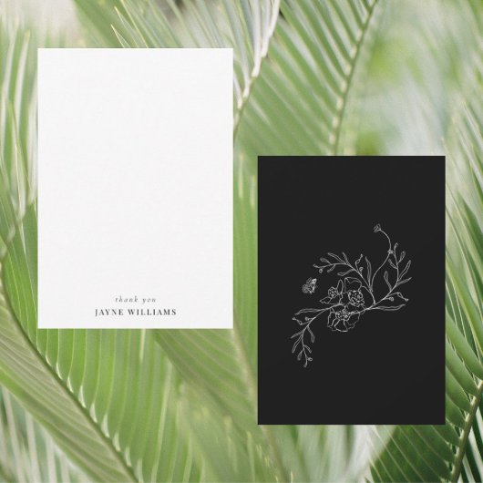 白黒ヴィンテージフローラシャワー サンキューカード