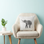 白黒ヴィンテージフローラゾウ – モノグラム クッション (椅子)