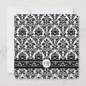 白黒ヴィンテージフローラダマスクウェディング 招待状 (裏面)