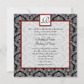 白黒ヴィンテージフローラダマスクウェディング 招待状 (裏面)