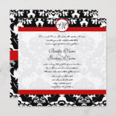 白黒ヴィンテージフローラダマスクウェディング 招待状 (正面/裏面)