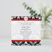 白黒ヴィンテージフローラダマスクウェディング 招待状 (スタンド正面)