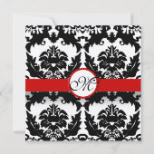 白黒ヴィンテージフローラダマスクウェディング 招待状 (裏面)