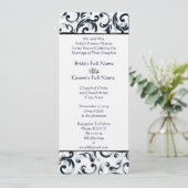 白黒ヴィンテージフローラダマスクウェディング 招待状 (スタンド正面)