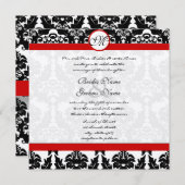 白黒ヴィンテージフローラダマスクウェディング 招待状 (正面/裏面)