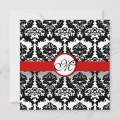 白黒ヴィンテージフローラダマスクウェディング 招待状 (裏面)