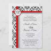白黒ヴィンテージフローラダマスクウェディング 招待状 (正面)