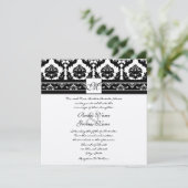 白黒ヴィンテージフローラダマスクウェディング 招待状 (スタンド正面)