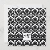 白黒ヴィンテージフローラダマスクウェディング 招待状 (裏面)