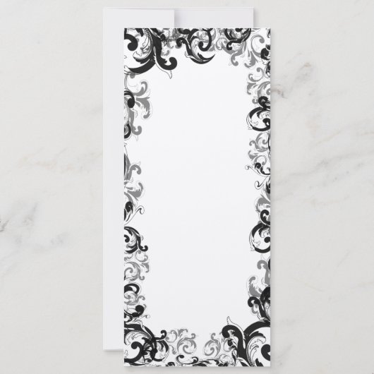 白黒ヴィンテージフローラダマスクウェディング 招待状 (裏面)