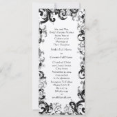 白黒ヴィンテージフローラダマスクウェディング 招待状 (正面)