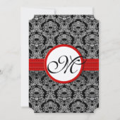 白黒ヴィンテージフローラダマスクウェディング 招待状 (正面)