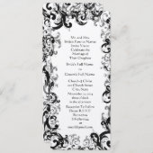 白黒ヴィンテージフローラダマスクウェディング 招待状 (正面/裏面)