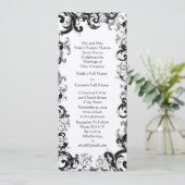 白黒ヴィンテージフローラダマスクウェディング 招待状 (スタンド正面)