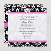 白黒ヴィンテージフローラダマスクウェディング 招待状 (正面/裏面)