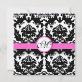 白黒ヴィンテージフローラダマスクウェディング 招待状 (裏面)