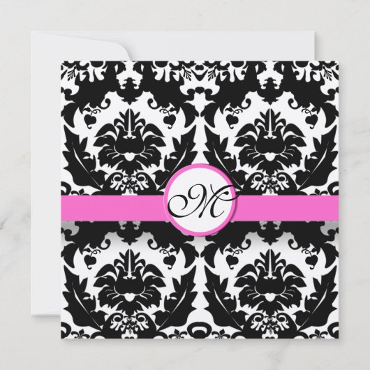 白黒ヴィンテージフローラダマスクウェディング 招待状 (裏面)