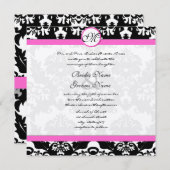 白黒ヴィンテージフローラダマスクウェディング 招待状 (正面/裏面)