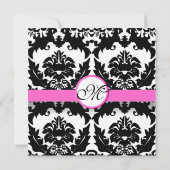 白黒ヴィンテージフローラダマスクウェディング 招待状 (裏面)