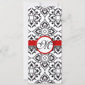 白黒ヴィンテージフローラダマスクウェディング 招待状 (裏面)