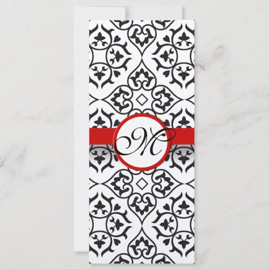 白黒ヴィンテージフローラダマスクウェディング 招待状 (裏面)