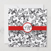 白黒ヴィンテージフローラダマスクウェディング 招待状 (裏面)