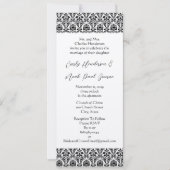 白黒ヴィンテージフローラダマスクウェディング 招待状 (正面)