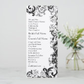 白黒ヴィンテージフローラダマスクウェディング 招待状 (スタンド正面)