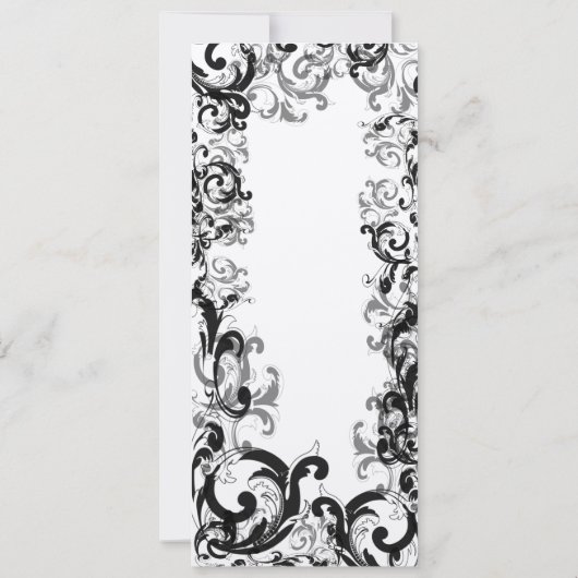 白黒ヴィンテージフローラダマスクウェディング 招待状 (裏面)