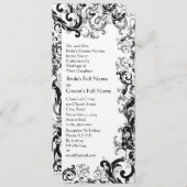 白黒ヴィンテージフローラダマスクウェディング 招待状 (正面/裏面)