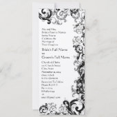 白黒ヴィンテージフローラダマスクウェディング 招待状 (正面)
