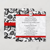 白黒ヴィンテージフローラダマスクウェディング 招待状 (正面/裏面)