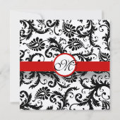 白黒ヴィンテージフローラダマスクウェディング 招待状 (裏面)