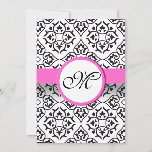 白黒ヴィンテージフローラダマスクウェディング 招待状 (裏面)