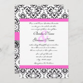 白黒ヴィンテージフローラダマスクウェディング 招待状 (正面/裏面)