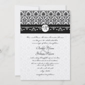 白黒ヴィンテージフローラダマスクウェディング 招待状 (裏面)