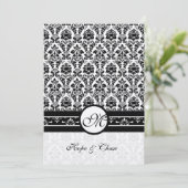 白黒ヴィンテージフローラダマスクウェディング 招待状 (スタンド正面)