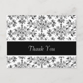 白黒ヴィンテージフローラダマスクサンキュー ポストカード (正面)