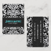 白黒ヴィンテージフローラダマスクパターン4 名刺 (正面/裏面)