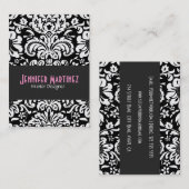 白黒ヴィンテージフローラダマスクパターン4 名刺 (正面/裏面)