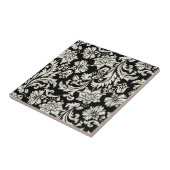 白黒ヴィンテージフローラダマスクパターン タイル (側面)