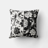 白黒ヴィンテージフローラダマスク クッション (裏面)