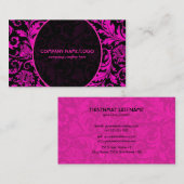 白黒ヴィンテージフローラダマスパターン 名刺 (正面/裏面)