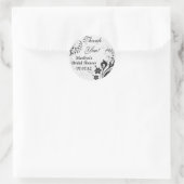 白黒ヴィンテージフローラブライダルシャワーありがとう ラウンドシール (バッグ)