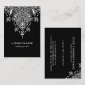 白黒ヴィンテージフローラペイズリーオーナメント 名刺 (正面/裏面)
