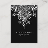 白黒ヴィンテージフローラペイズリーオーナメント 名刺 (正面)